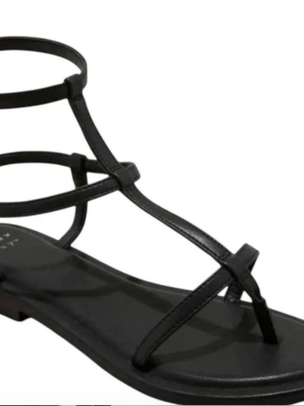 a new day Black Strappy T‑Bar Gladiator Sandals